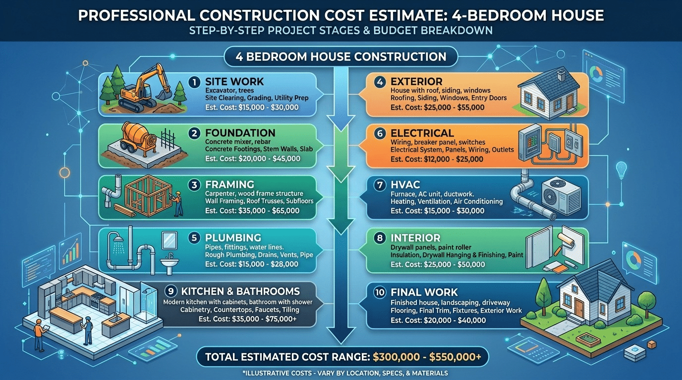 4 bedroom house construction cost breakdown