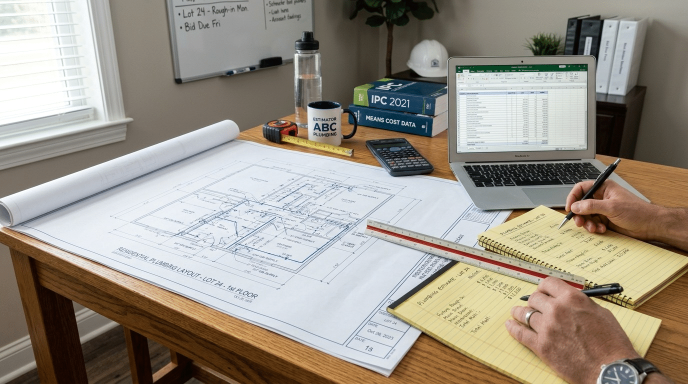 rough in plumbing estimate and construction plans