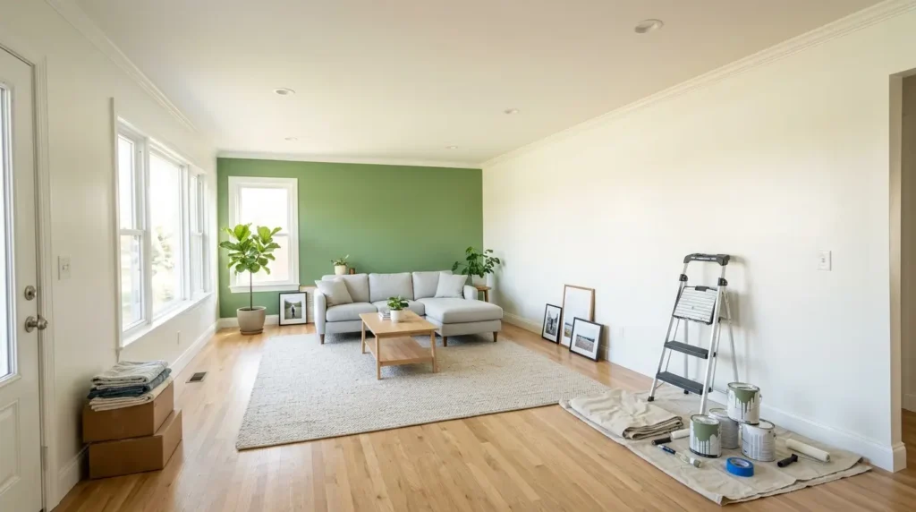 Interior of a freshly painted 1,500 sq ft house