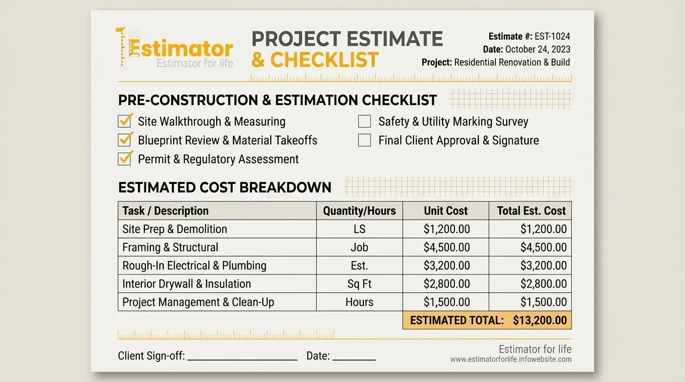 Sample painting estimate with line items