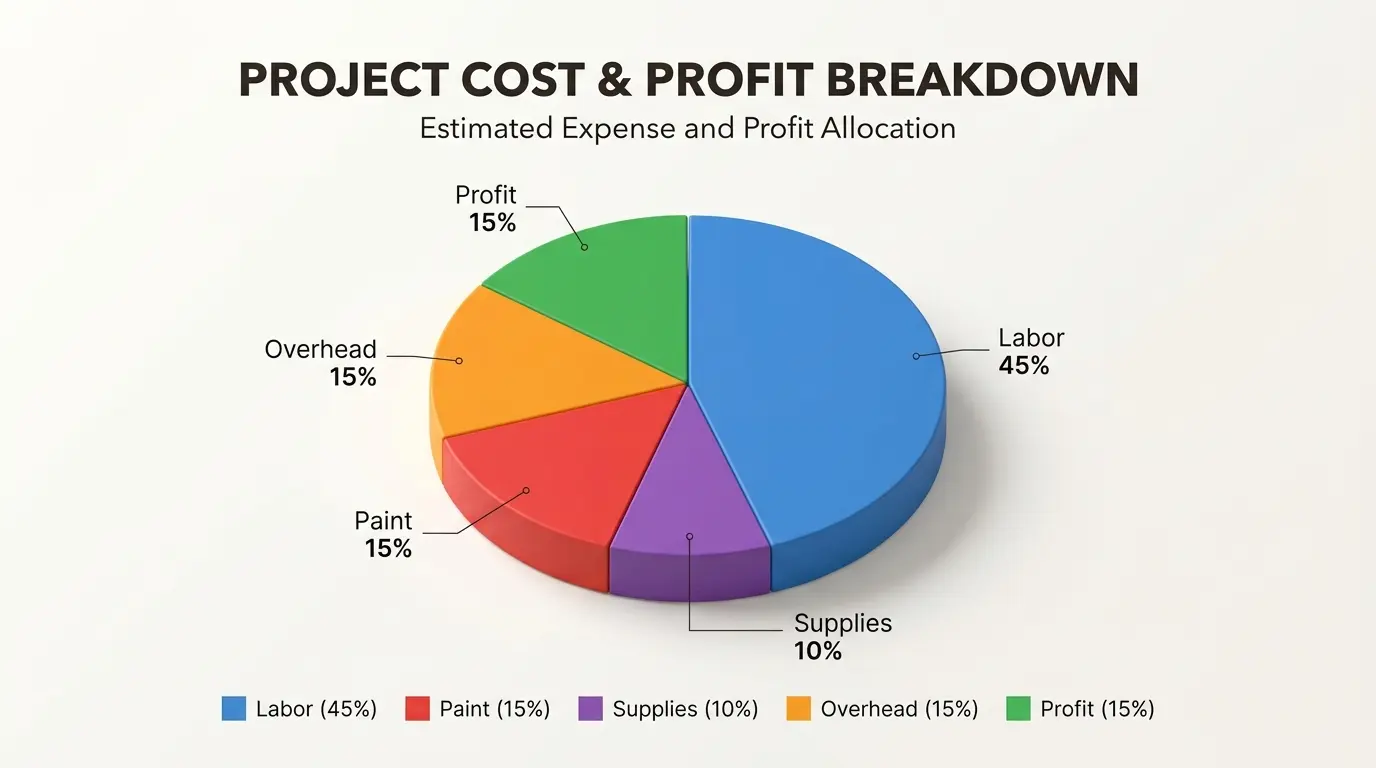 Painting cost breakdown by labor, materials and overhead